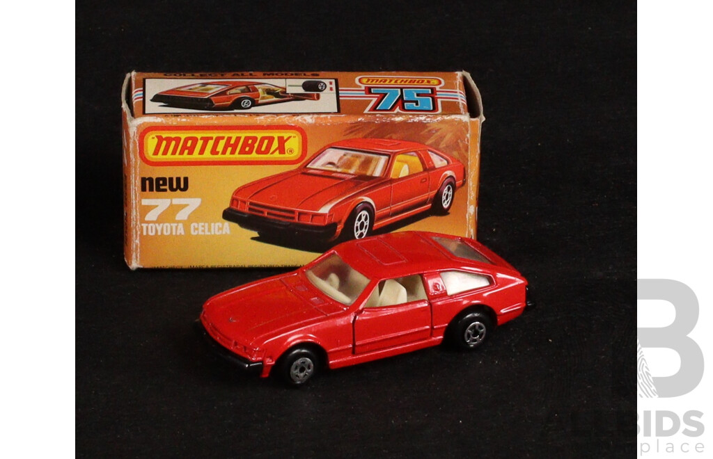 Vintage Matchbox 75 Vehicles Including Toyota Celica, Fire Chief, Police Patrol