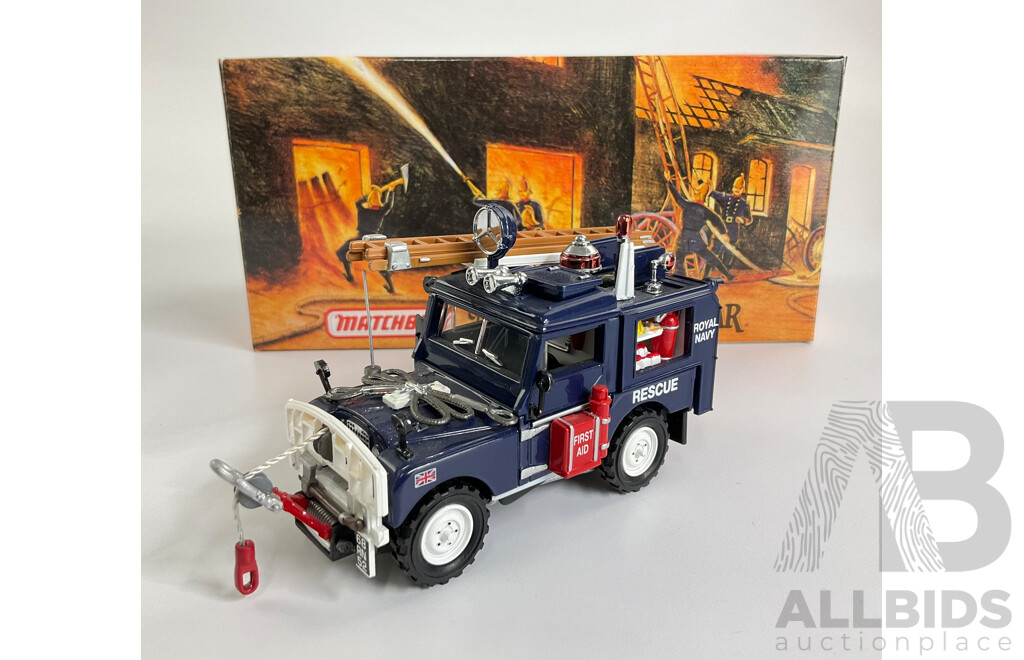 Vintage Matchbox Models of Yesteryear Fire Truck Series 1952 Land Rover Royal Navy Rescue Truck