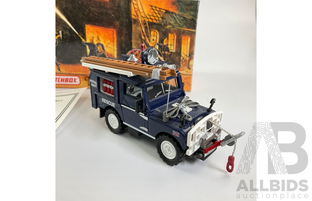 Vintage Matchbox Models of Yesteryear Fire Truck Series 1952 Land Rover Royal Navy Rescue Truck