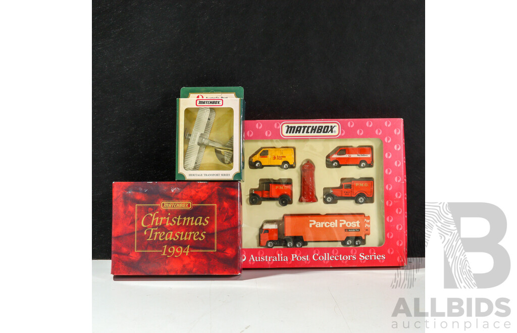 Vintage Matchbox Australia Post Pack, Christmas Treasures 1994 and Bi-Plane