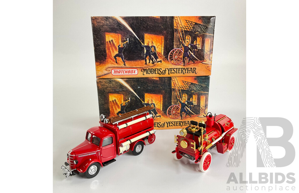 Vintage Matchbox Models of Yesteryear Fire Engine Series 1939 Bedford Tanker and 1906 Waterous Fire Engine