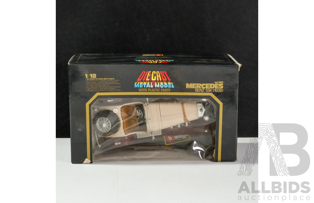 Vintage Burago Diecast 1928 Mercedes Benz SSK 1:18 Scale
