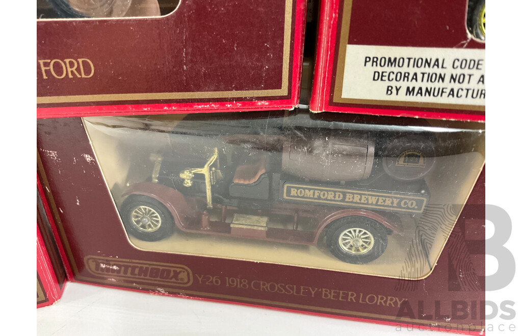 Nine Vintage Matchbox Models of Yesteryear Company Vehicles Including 1918 Atkinson, 1922 Foden, 1912 Ford Model T, 1930 Ford Model A, 1910 Renault, 1918 Crossley