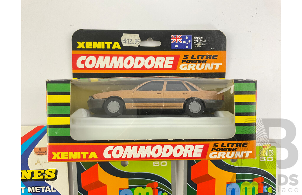 Vintage Xenita Holden VL Commodore Five Litre Power Grunt, Tomica Ford Model T and Police Weapons Team, Readers Digest Vintage Cars