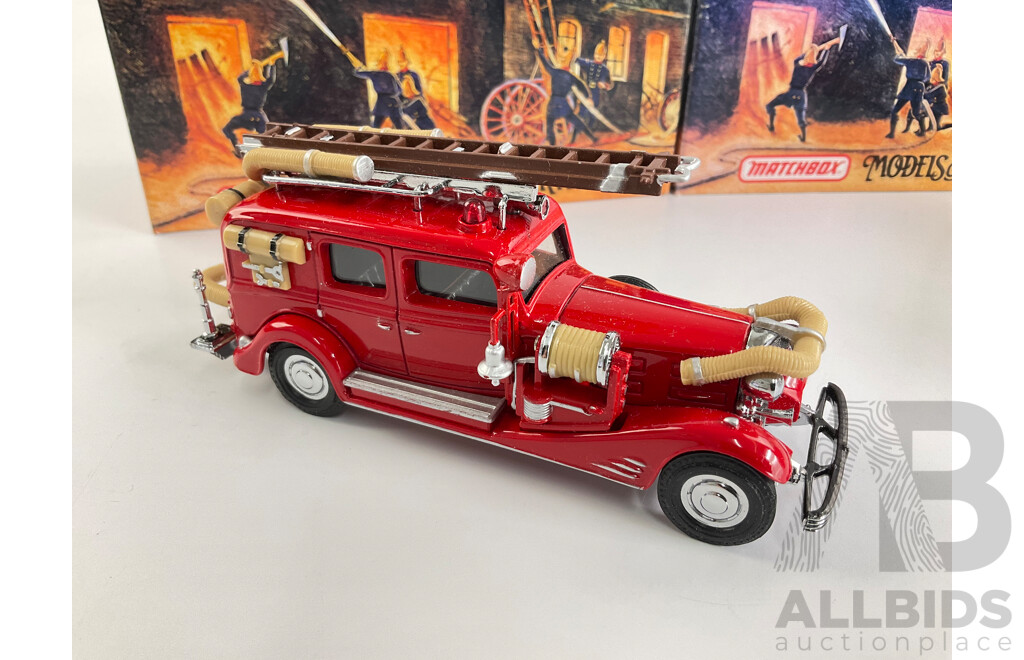 Matchbox Models of Yesteryear Fire Engine Series 1933 Cadillc Fire Wagon and 1932 Mercedes-Benz Ladder Truck