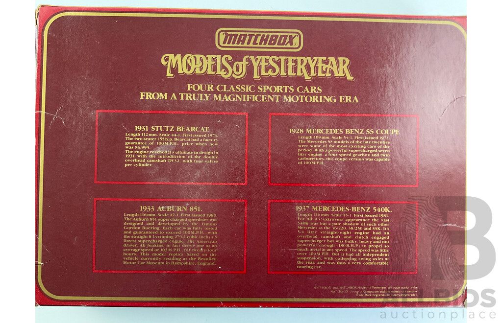 Vintage Matchbox Models of Yesteryear Classic Sports Cars of the Thirties Box Set
