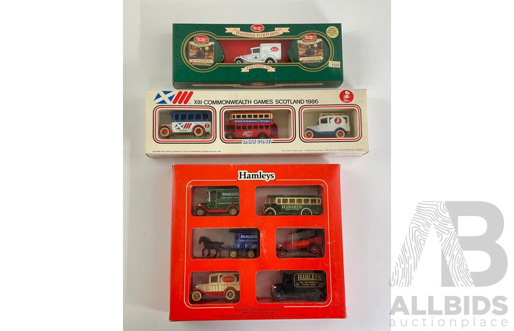 Vintage Lledo Models of Days Gone Hamleys Box Set, 1986 Commonwealth Games Box Set, Mathew Walker Plum Pudding Delivery Van