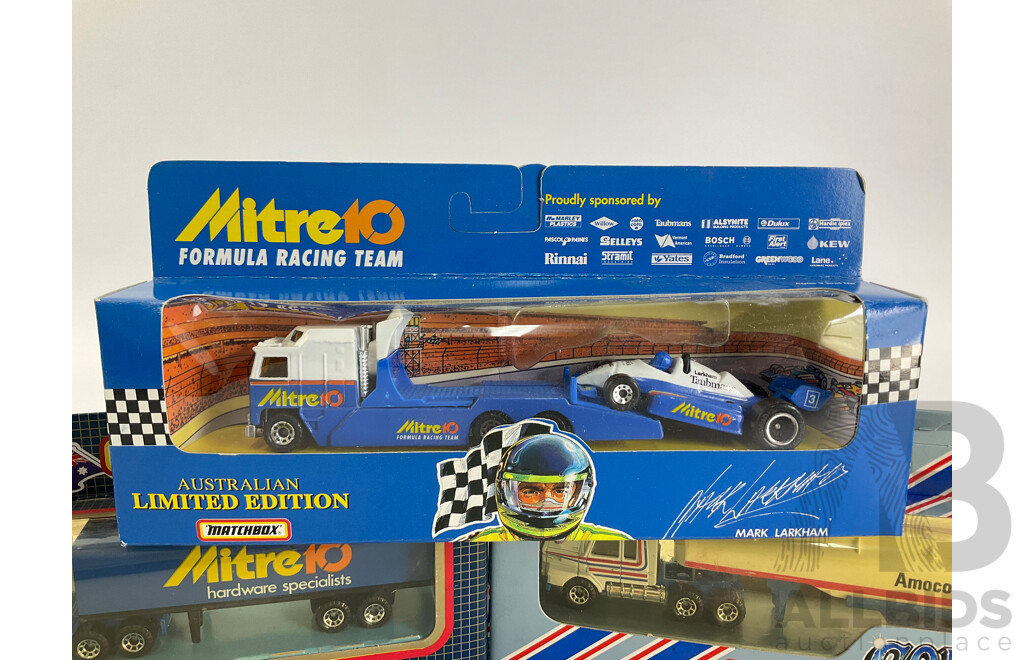 Vintage Matchbox Convoy Scania Petrol Tanker, Limited Edition Mitre Ten Truck and Mark Larkham Transporter