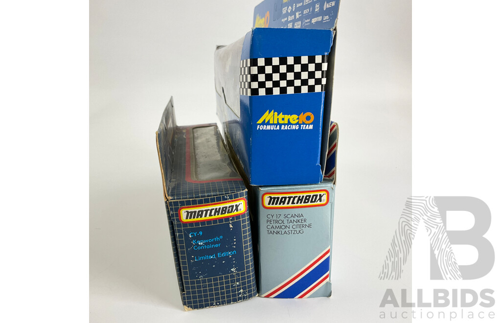 Vintage Matchbox Convoy Scania Petrol Tanker, Limited Edition Mitre Ten Truck and Mark Larkham Transporter