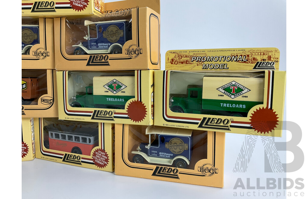 Collection of Lledo Days Gone Diecast Vehicles Including Trucks, Buses and Horse Drawn Carriages