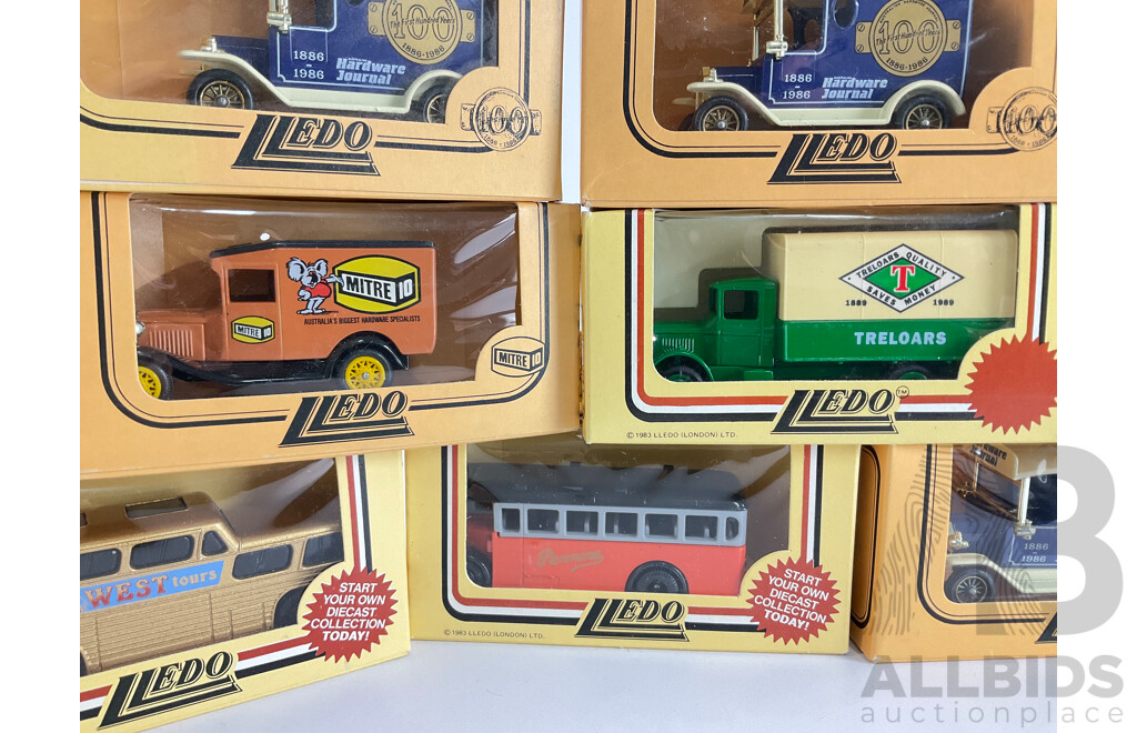 Collection of Lledo Days Gone Diecast Vehicles Including Trucks, Buses and Horse Drawn Carriages