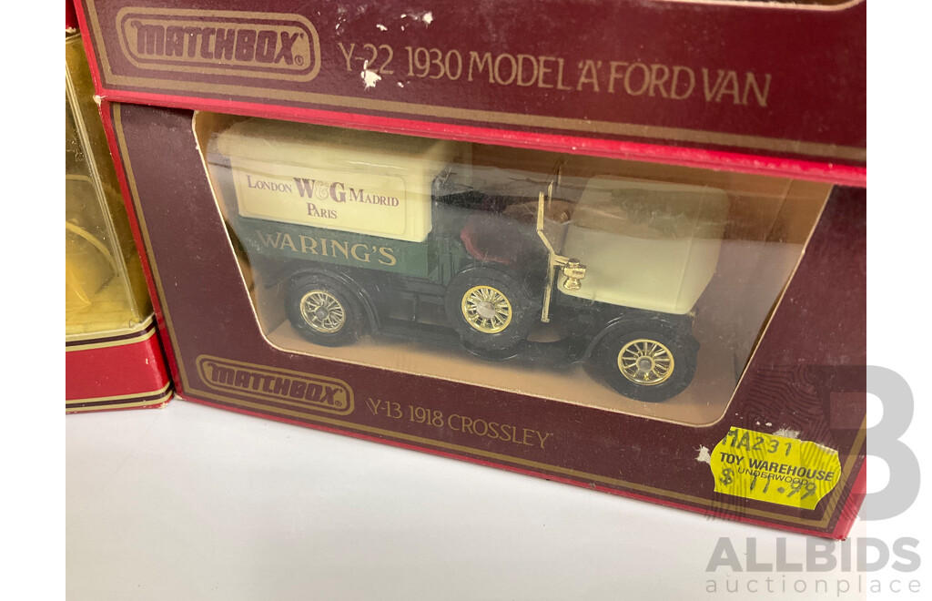 Matchbox Models of Yesteryear Trucks Including 1930 Mack, 1939 Bedford, 1910 Renault, 1929 Morris, 1930 Ford Model A