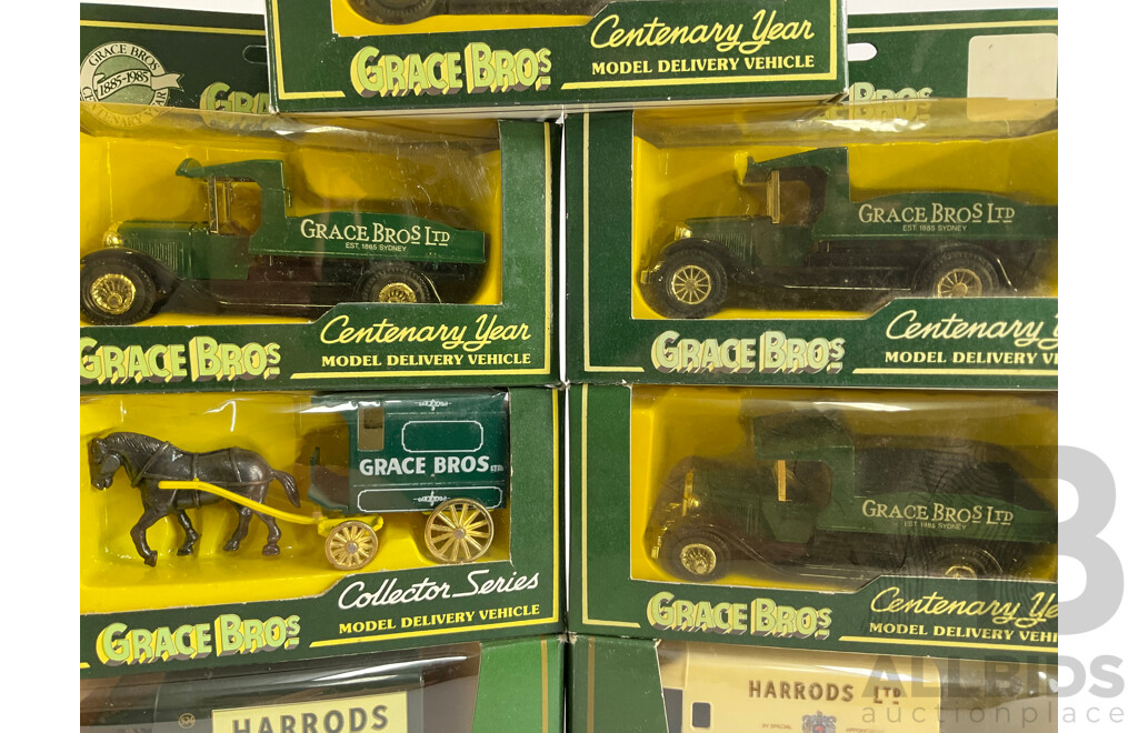 Vintage Matchbox Models of Yesteryear Harrods Vans and Grace Brothers Centenary Year Vehicles