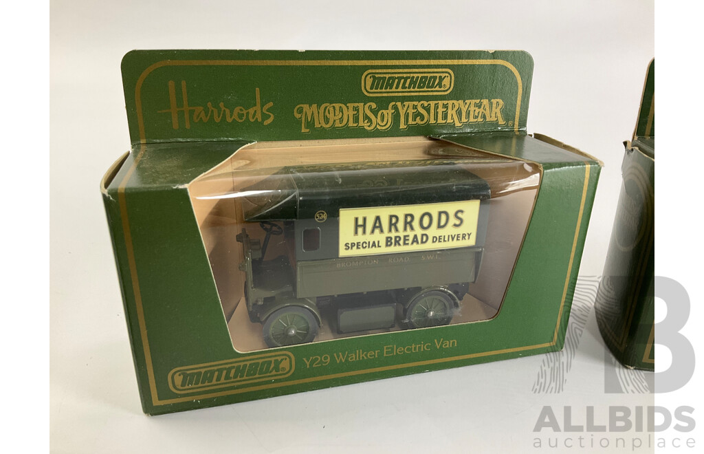 Vintage Matchbox Models of Yesteryear Harrods Vans and Grace Brothers Centenary Year Vehicles