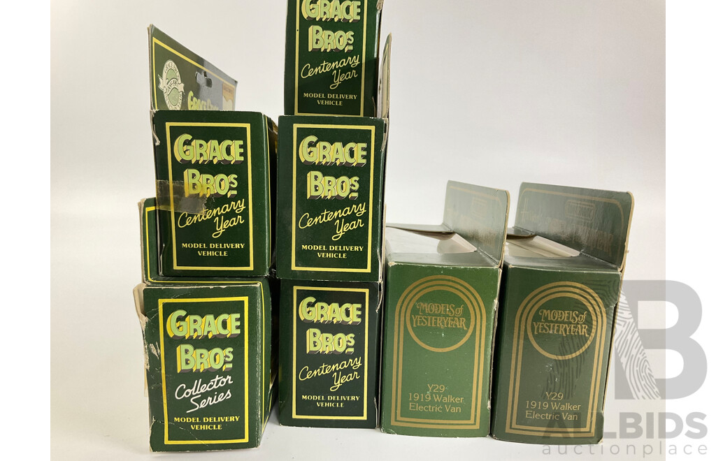Vintage Matchbox Models of Yesteryear Harrods Vans and Grace Brothers Centenary Year Vehicles
