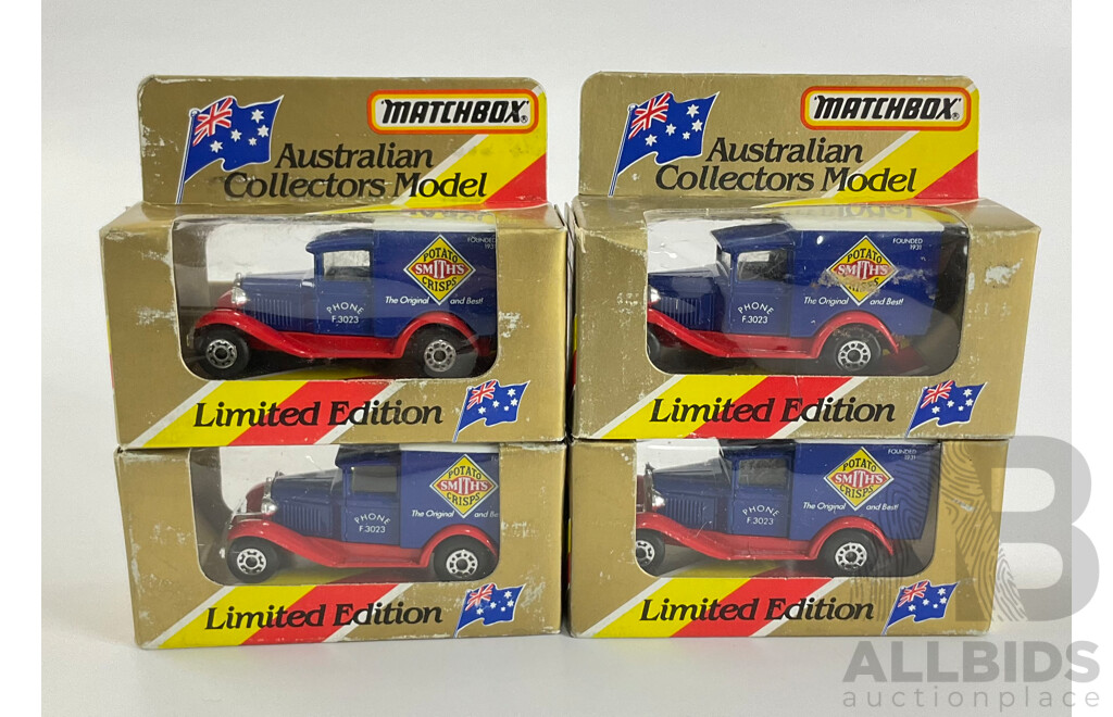 Four Matchbox Australian Collectors Edition Smiths Ford Model a Delivery Trucks