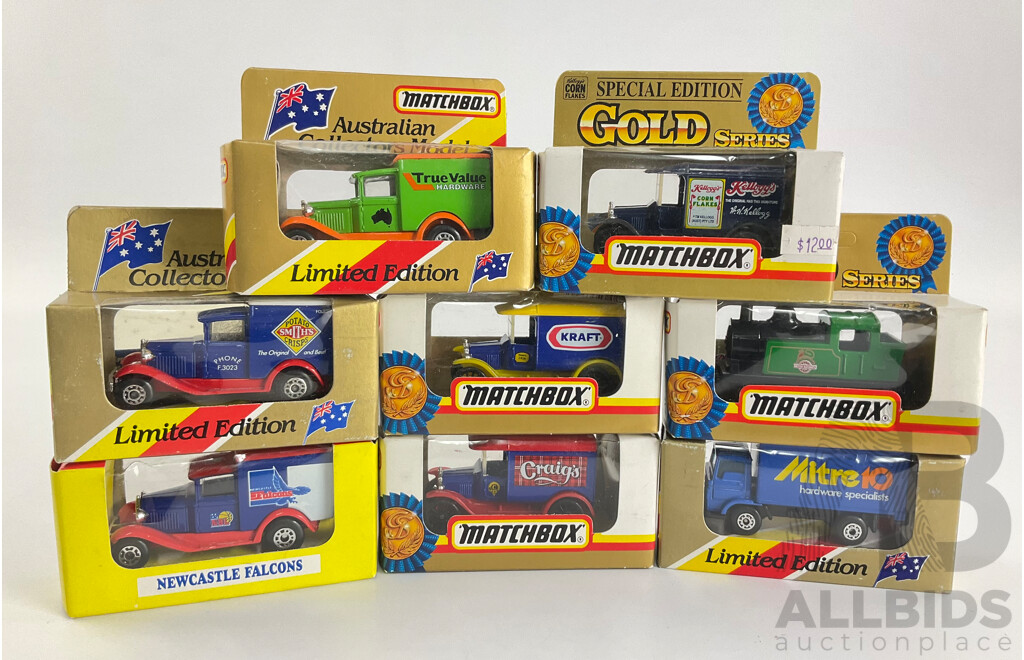 Matchbox Australian Collectors Model and Gold Vehicles Including Delivery Trucks and Locomotives