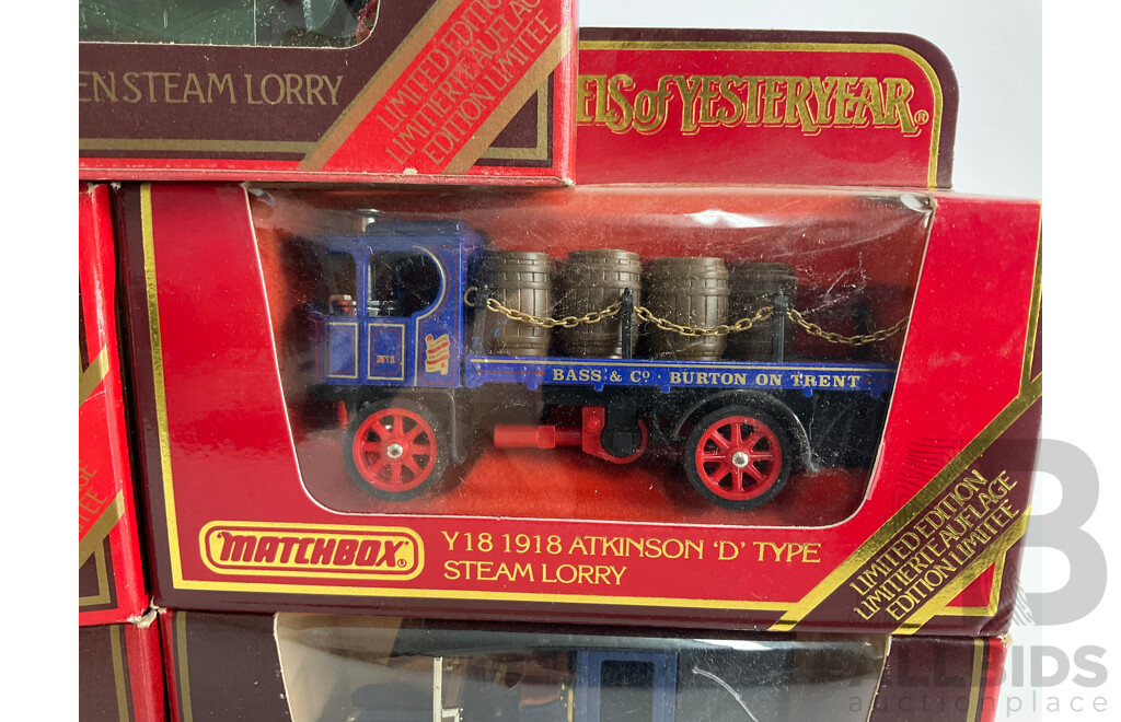 Vintage Matchbox Models of Yesteryear Vehicles Including Unic Taxi, 1918 Atkinson, 1912 Model T, Preston Tramcar, 1922 Foden Steam Lorry