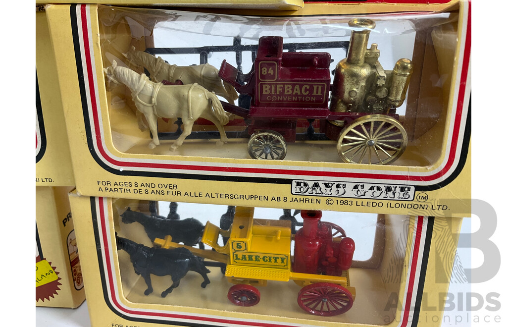 Collection of Lledo Days Gone Diecast Vehicles Including Trucks, Buses and Horse Drawn Carriages