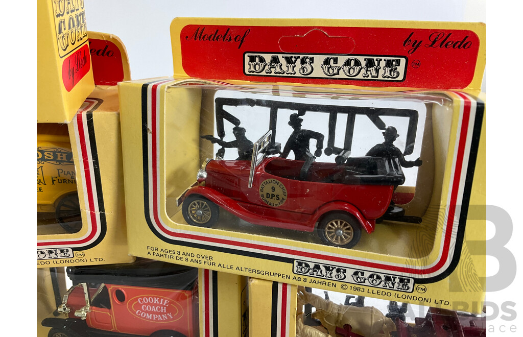 Collection of Lledo Days Gone Diecast Vehicles Including Trucks, Buses and Horse Drawn Carriages