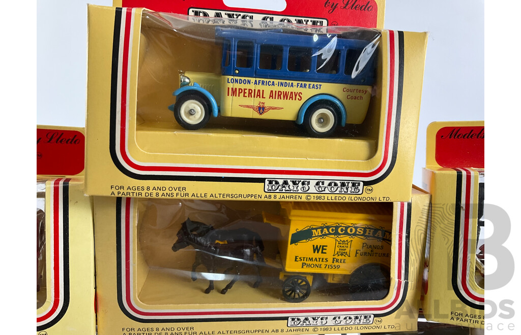 Collection of Lledo Days Gone Diecast Vehicles Including Trucks, Buses and Horse Drawn Carriages