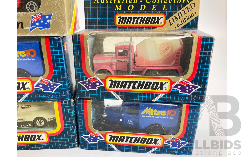Collection of 1980's-90's Matchbox Vehicles Including London Taxi, Peterbilt Readymix, Audi Quattro, Sauber Group C
