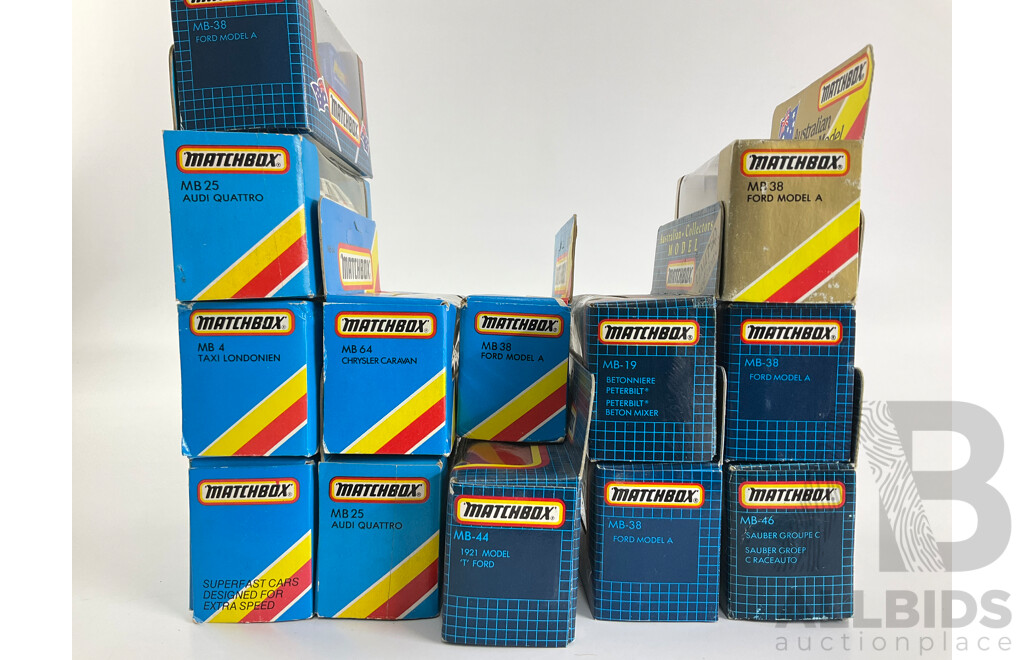 Collection of 1980's-90's Matchbox Vehicles Including London Taxi, Peterbilt Readymix, Audi Quattro, Sauber Group C