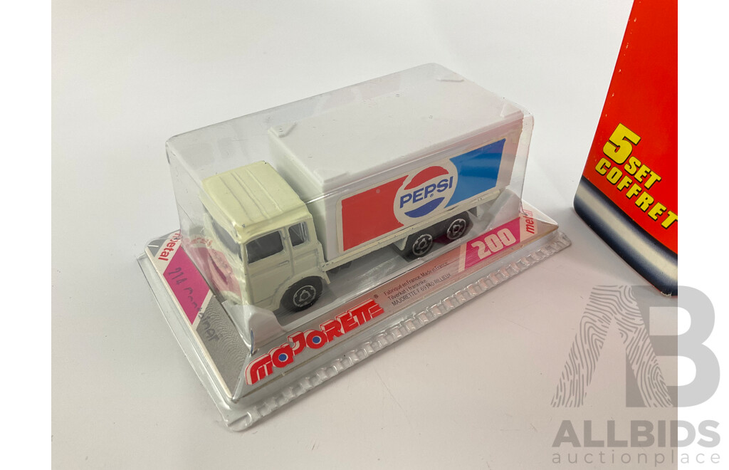 Vintage Matchbox Coca Cola Five Vehicle Set with Coca Cola and Pepsi Delivery Trucks
