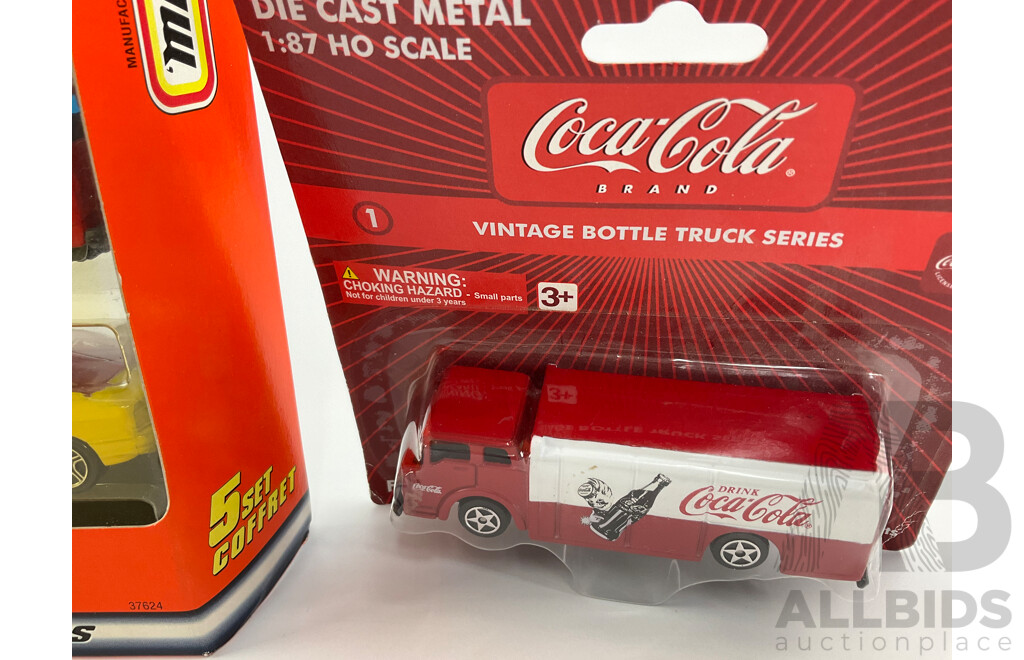 Vintage Matchbox Coca Cola Five Vehicle Set with Coca Cola and Pepsi Delivery Trucks