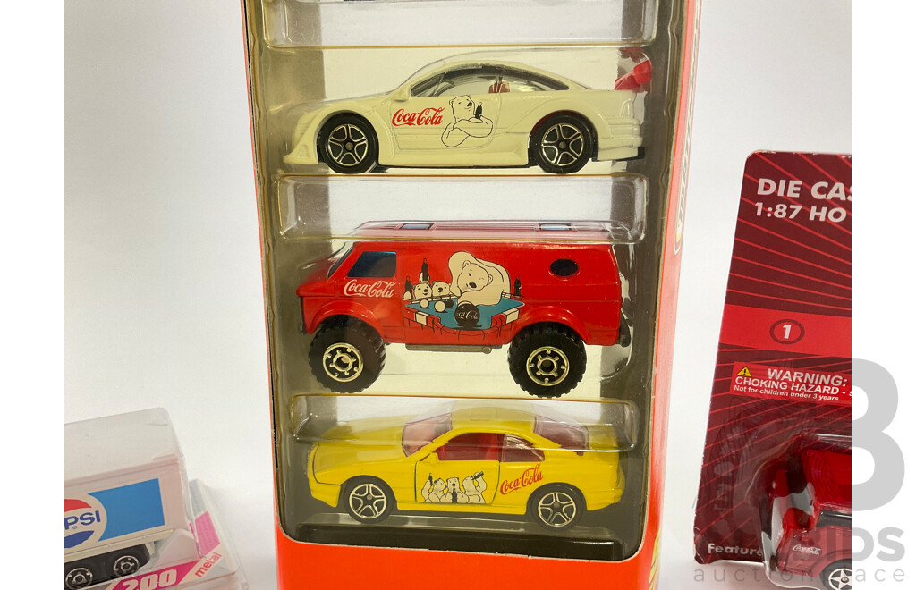 Vintage Matchbox Coca Cola Five Vehicle Set with Coca Cola and Pepsi Delivery Trucks