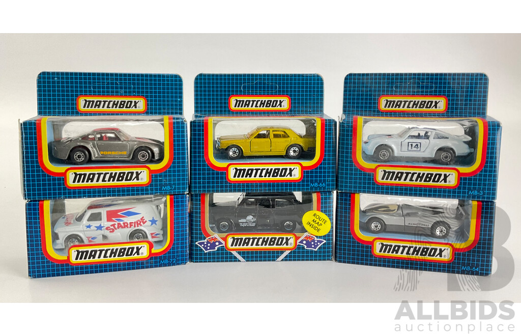 Vintage Matchbox Vehicles Including Porsche, Rolls Royce, Oldsmobile Aerotech, London Taxi