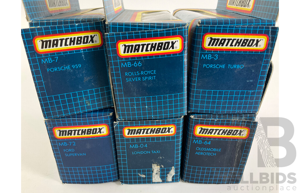 Vintage Matchbox Vehicles Including Porsche, Rolls Royce, Oldsmobile Aerotech, London Taxi