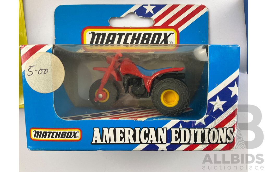Vintage Matchbox Motorcycles and NASCAR Including Days of Thunder Cole Trickle Chevrolet Lumina, Harley Davidson Sportster, P.M.G, Trike