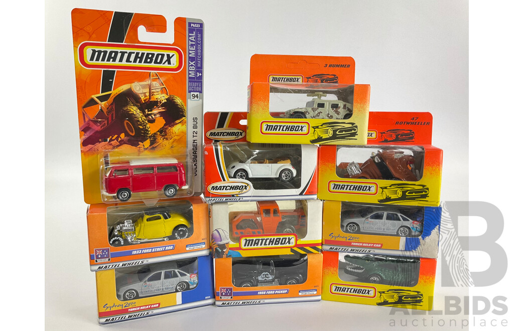 Vintage Matchbox Vehicles Including 1933 Ford Street Rod, Sydney 2000 Torch Relay Cars, 1956 Ford Pick Up, Volkswagen Bus