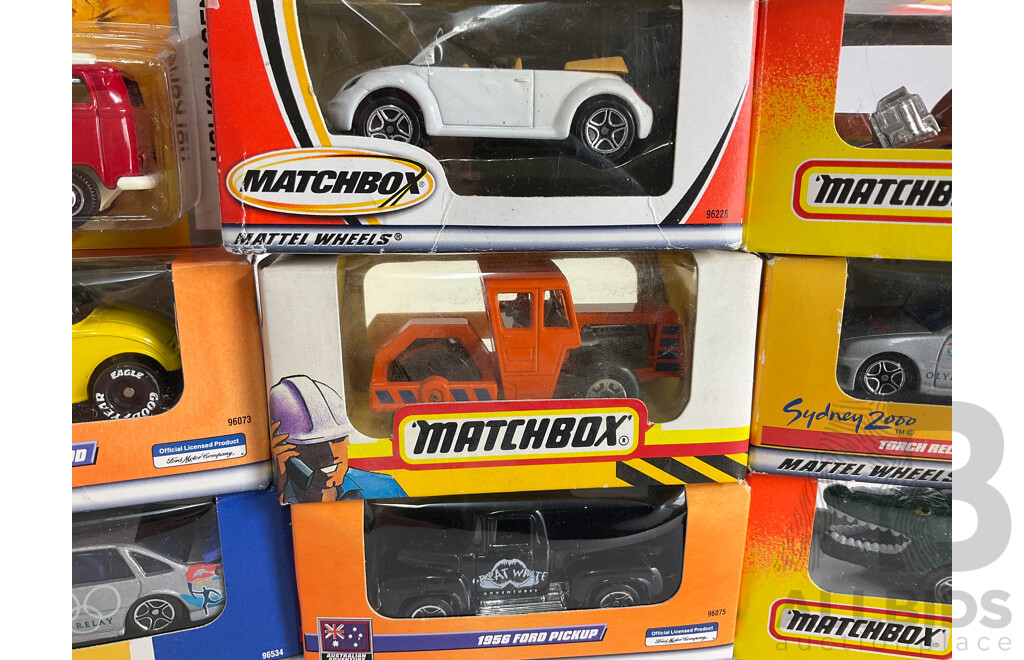 Vintage Matchbox Vehicles Including 1933 Ford Street Rod, Sydney 2000 Torch Relay Cars, 1956 Ford Pick Up, Volkswagen Bus