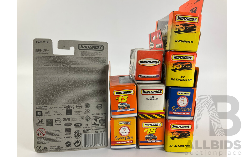 Vintage Matchbox Vehicles Including 1933 Ford Street Rod, Sydney 2000 Torch Relay Cars, 1956 Ford Pick Up, Volkswagen Bus