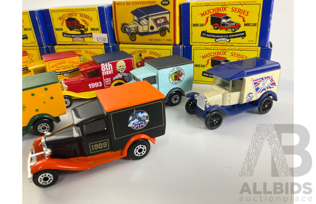 Eight Matchbox Ford Model A Promotional Trucks Including Australia and United Kingdom M.I.C.A Conventions, Chester Toy Museum