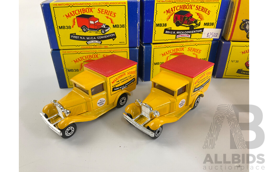 Eight Matchbox Ford Model A Promotional Trucks Including Australia and United Kingdom M.I.C.A Conventions, Chester Toy Museum