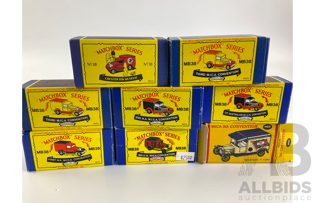 Eight Matchbox Ford Model A Promotional Trucks Including Australia and United Kingdom M.I.C.A Conventions, Chester Toy Museum