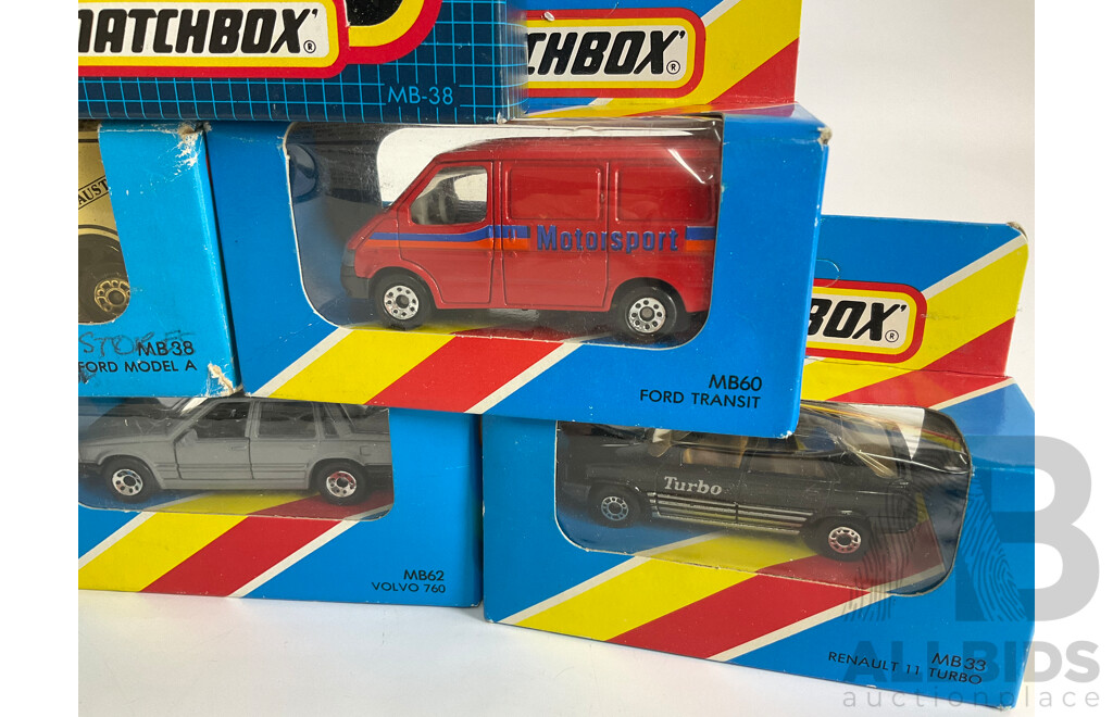 1980's/90's Matchbox Vehicles Including Nissan 300ZX, Renault 11 Turbo, Fire Engine, London Taxi, Ford Transit, Ford Model A
