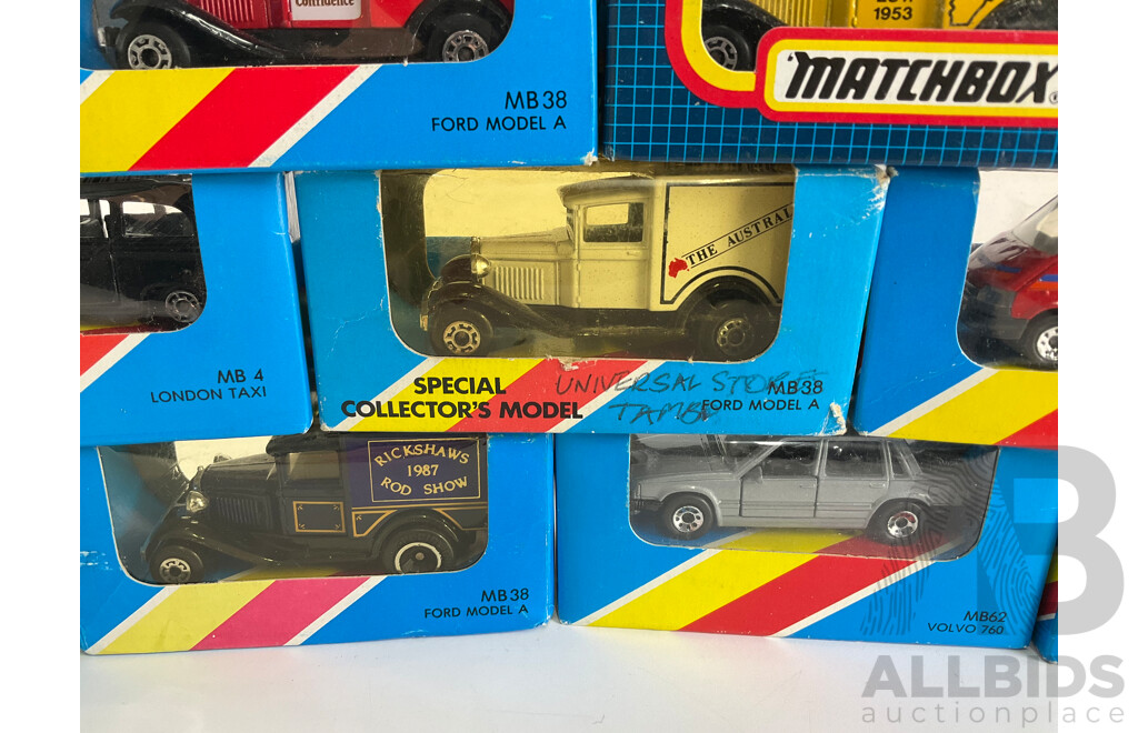 1980's/90's Matchbox Vehicles Including Nissan 300ZX, Renault 11 Turbo, Fire Engine, London Taxi, Ford Transit, Ford Model A