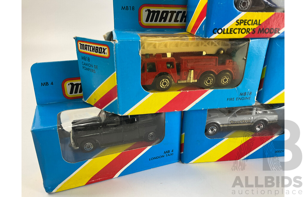 1980's/90's Matchbox Vehicles Including Nissan 300ZX, Renault 11 Turbo, Fire Engine, London Taxi, Ford Transit, Ford Model A