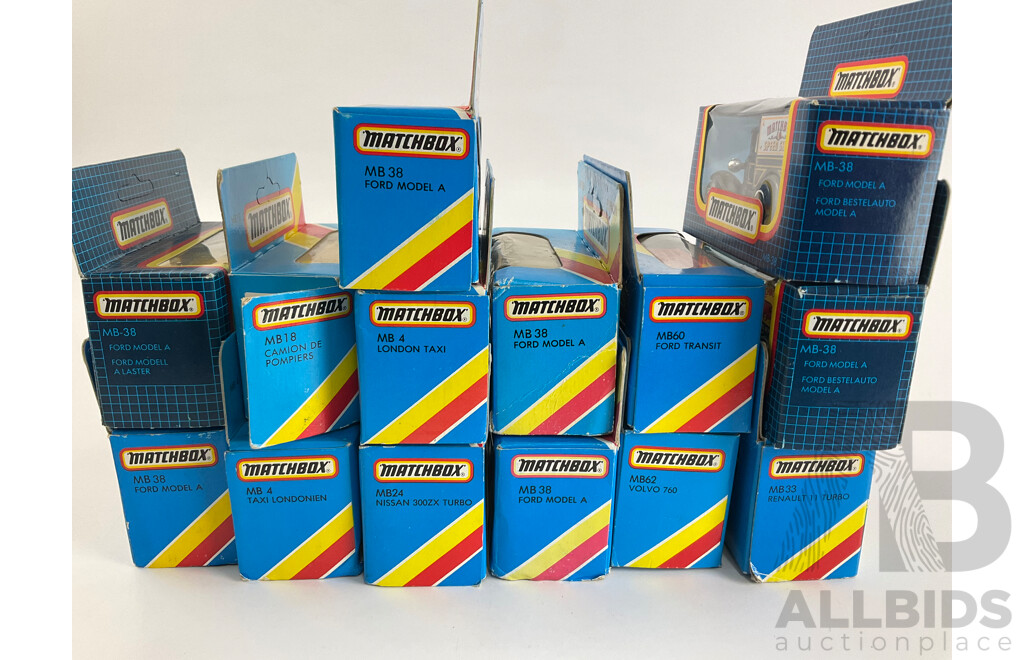1980's/90's Matchbox Vehicles Including Nissan 300ZX, Renault 11 Turbo, Fire Engine, London Taxi, Ford Transit, Ford Model A