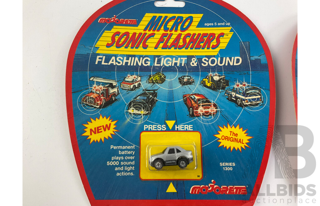 Four Vintage Majorette Micro Sonic Flashers