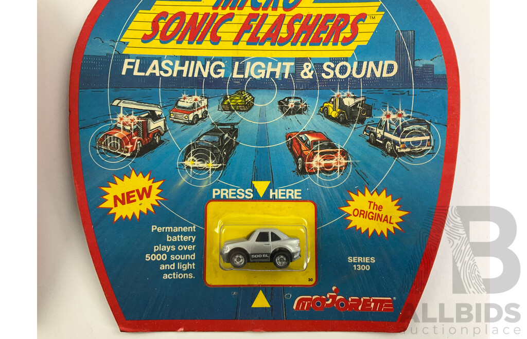 Four Vintage Majorette Micro Sonic Flashers