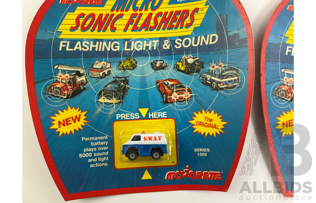 Four Vintage Majorette Micro Sonic Flashers