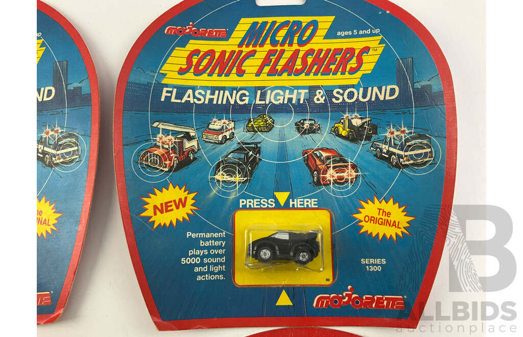 Four Vintage Majorette Micro Sonic Flashers