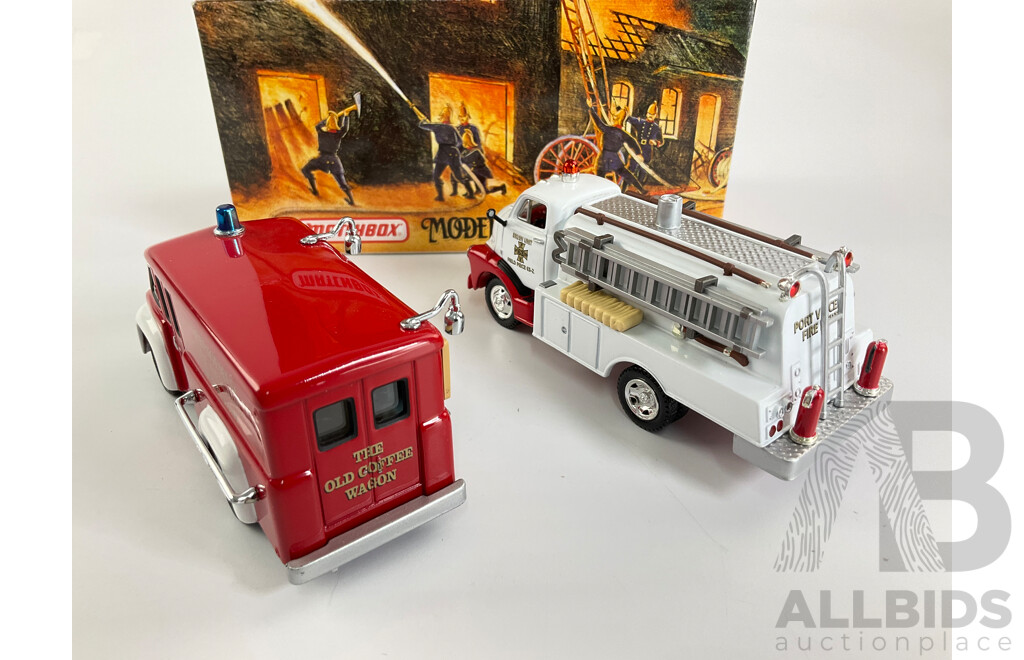 Vintage Matchbox Models of Yesteryear Fire Engine Series Including 1946 Dodge Power Wagon Brush/Field Truck and Dodge Route Van