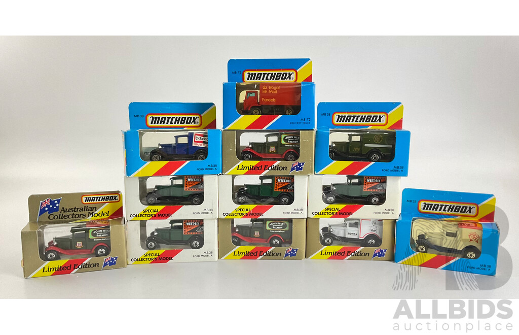 Twelve Matchbox Australian Collectors Model/Special Collector's Model Trucks Including Champion, John West, Royal Mail, Weetbix, Bonds, BBC