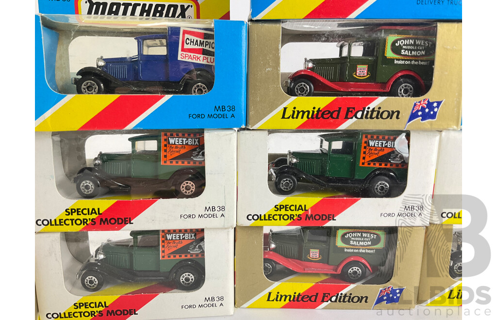 Twelve Matchbox Australian Collectors Model/Special Collector's Model Trucks Including Champion, John West, Royal Mail, Weetbix, Bonds, BBC
